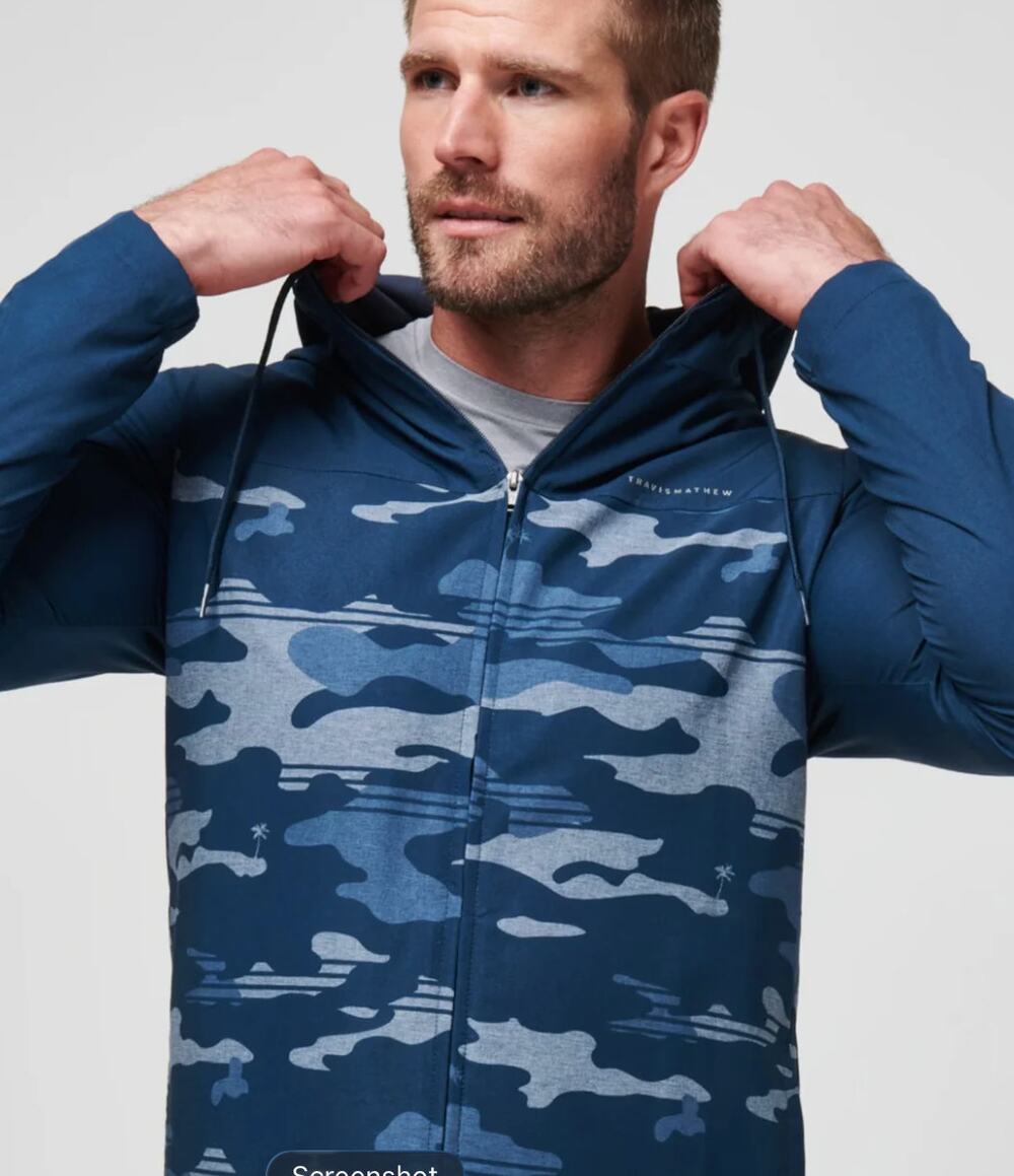 MENS TRAVIS MATTHEW CAMO TECH HOODIE JACKET Large